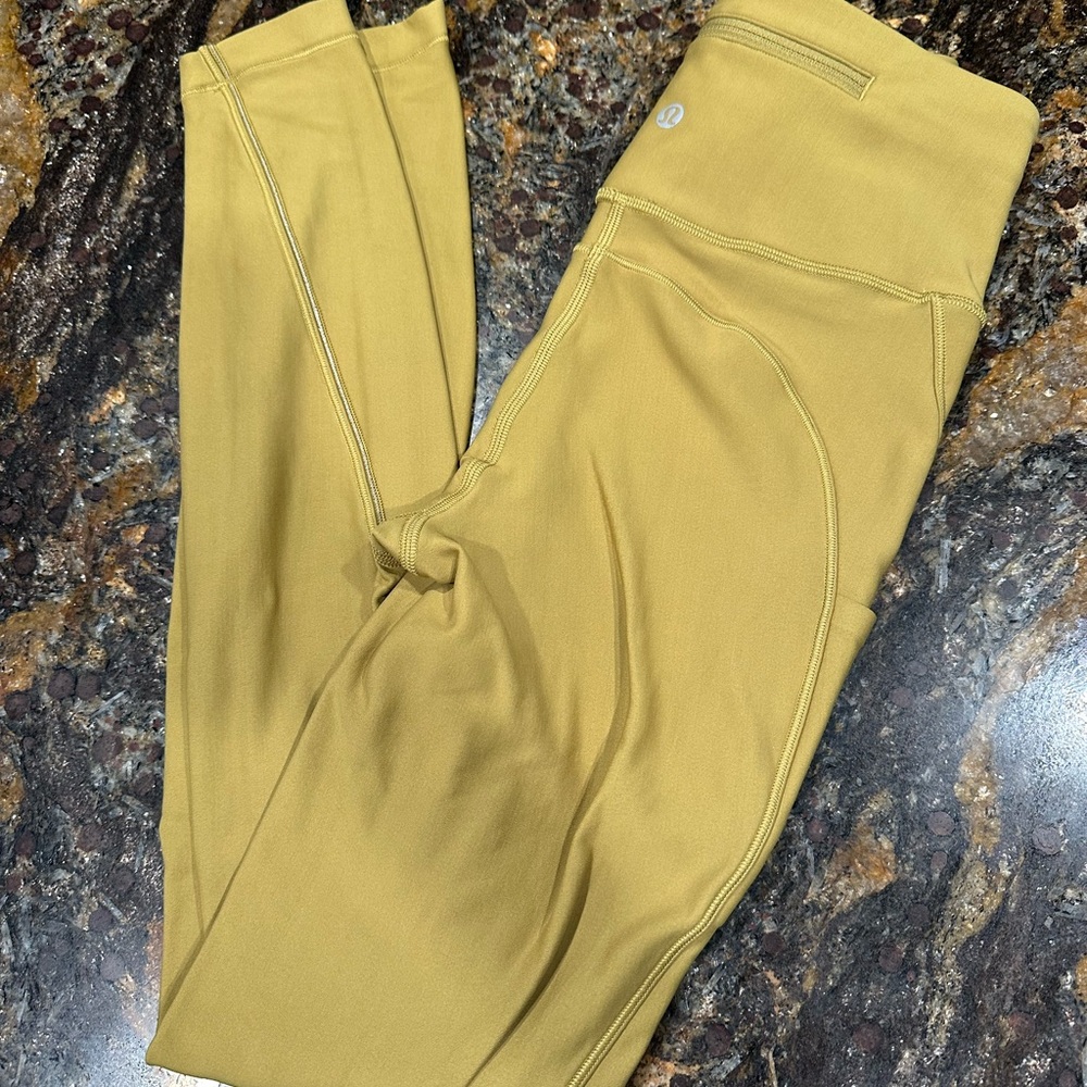 Lululemon Athletica High-Rise Chartreuse Fleece Lined Leggings